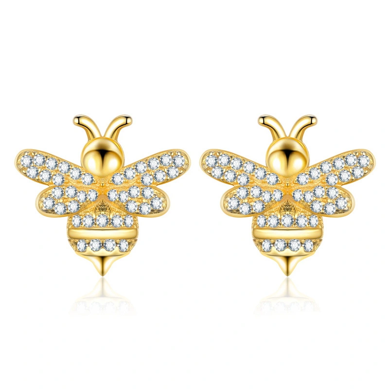Honey Bee Stud Earrings Gold 1
