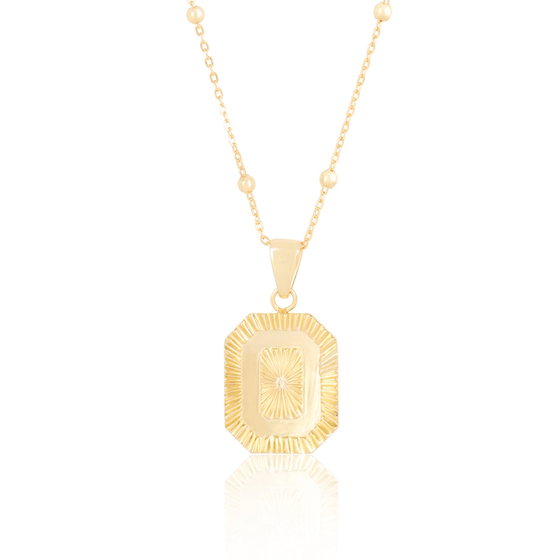 Trendy Silver Square Pendant Necklace Gold Vermeil 1
