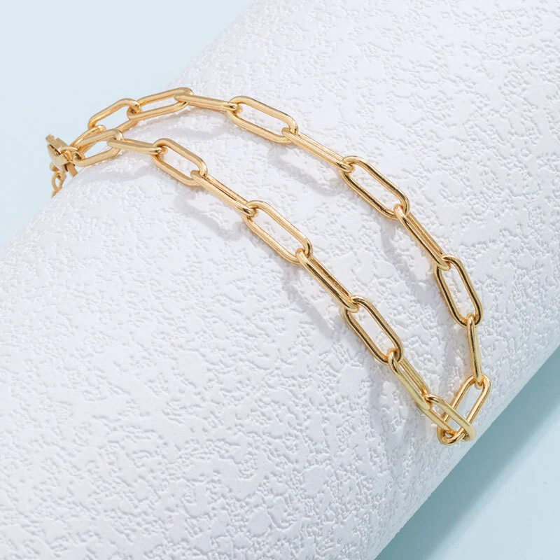 Gold Paperclip Chain Bracelet 1