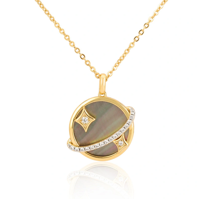 Black Mother of Pearl Necklace with Planet 1