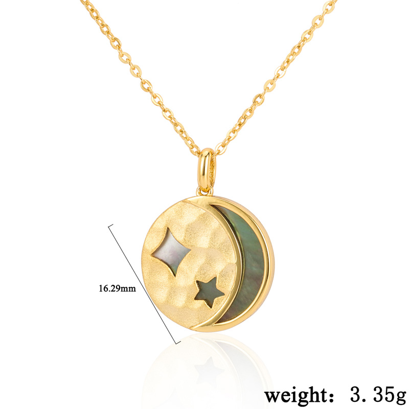 Black Mother of Pearl Disc Necklace Moon Star 5