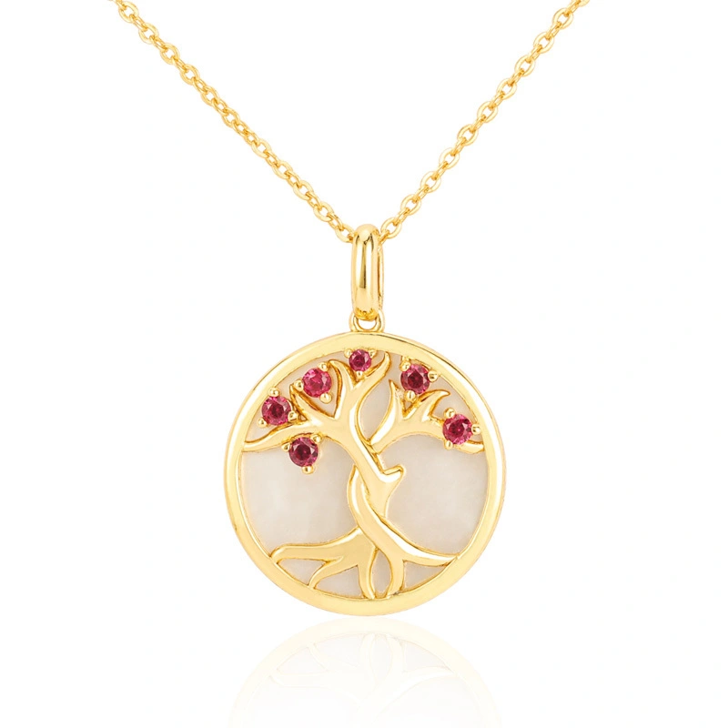 Leaf Pendant Necklace Mother of Pearl 1