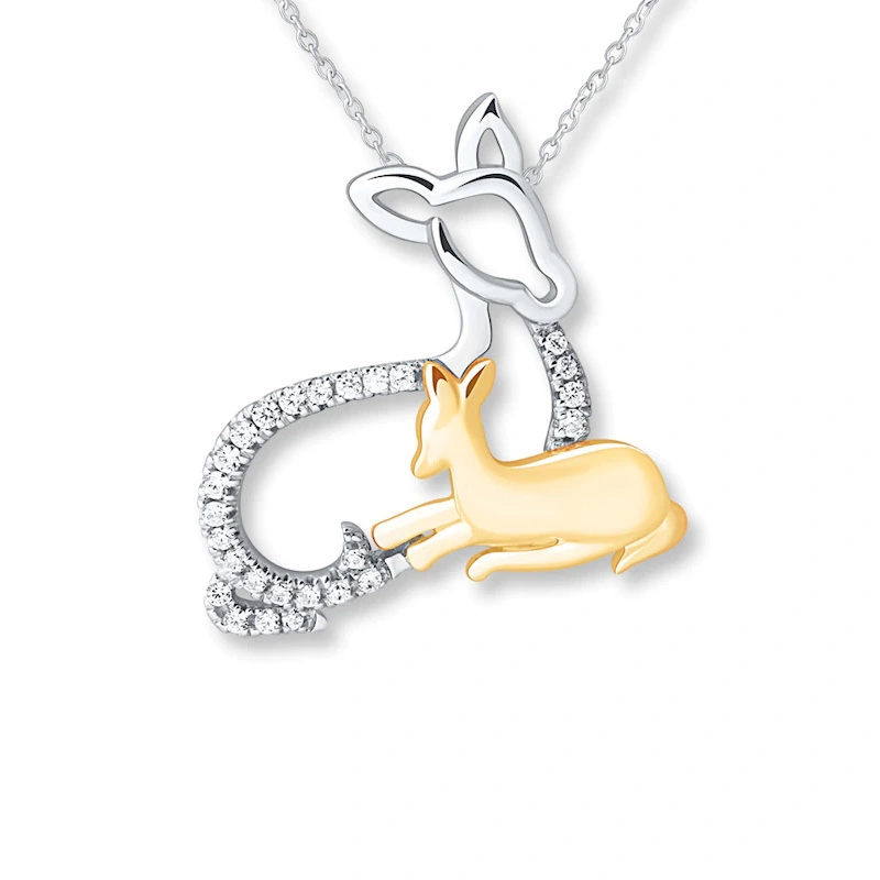 Deer Mother And Daughter Pendant Necklace 1