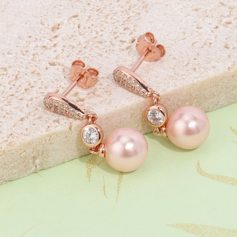 Cubic Zirconia and Pearl Drop Earrings 1