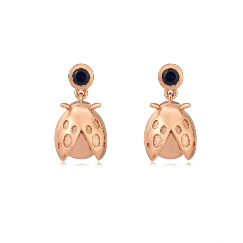 Rose Gold Ladybug Earrings 1