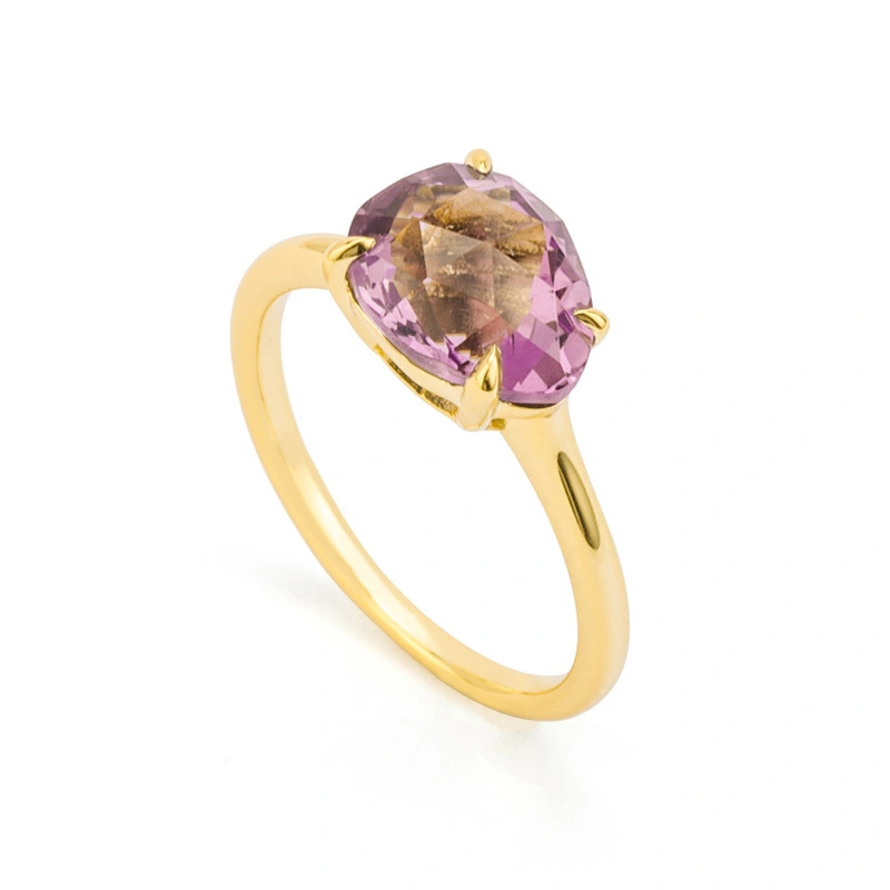 925 Amethyst Ring Gold Plated 1