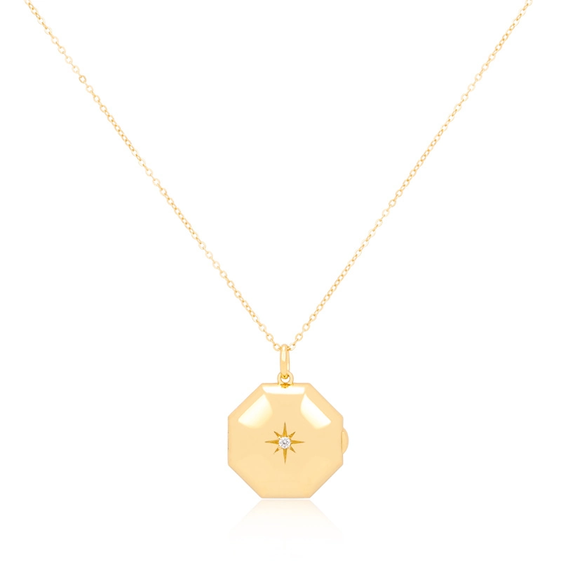 Octagon Locket Photo Necklace 1