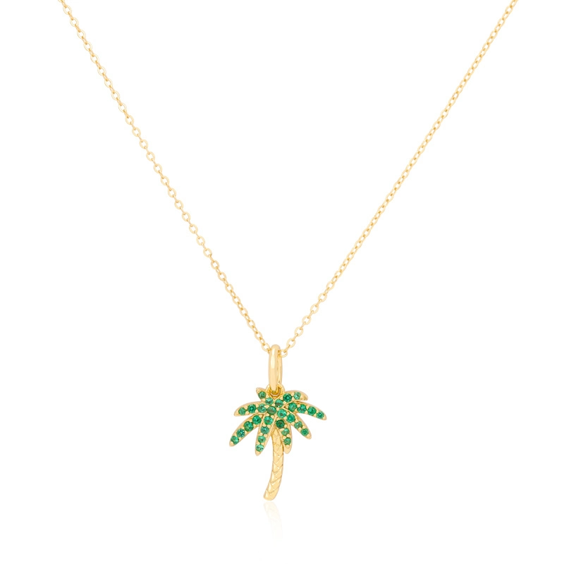 Gold Plated Palm Tree Pendant Necklace 1