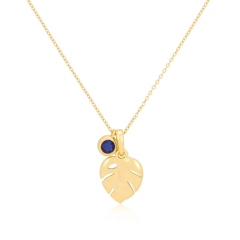 Birthstone Monstera Leaf Necklace 1