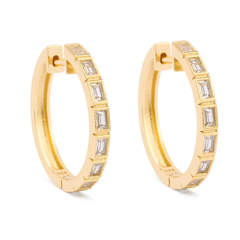 Baguette Diamond Hoop Earrings 1