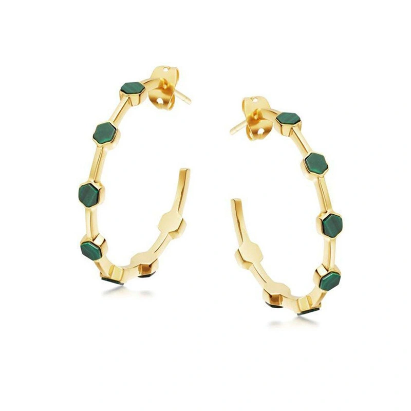 Malachite Hoop Earrings 1