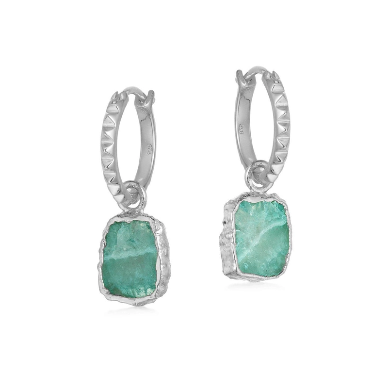 Amazonite Hoop Earrings Optional Stones 1