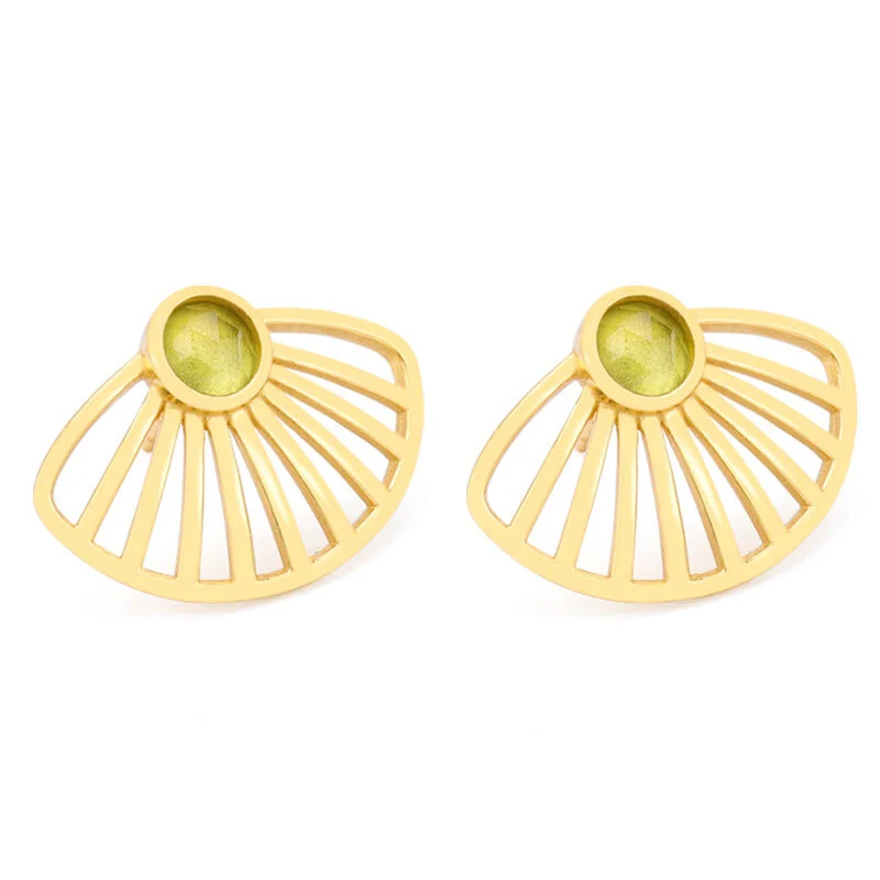Peridot Sunrise Shell Earrings 1