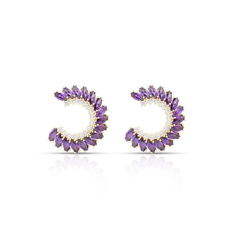 Purple Stone Stud Earrings 1