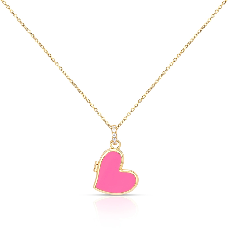 Enamel Heart Locket Necklace 1