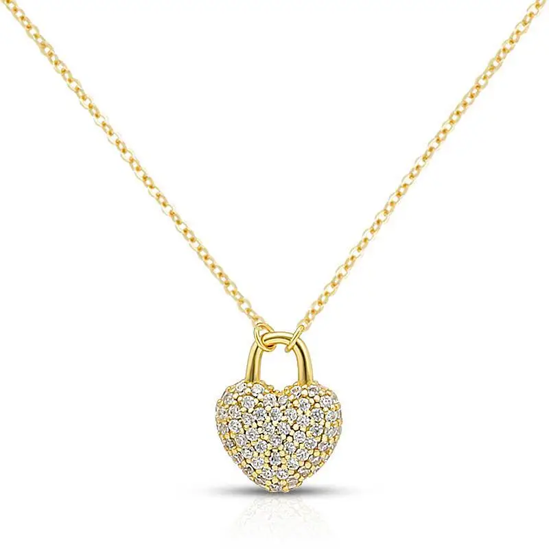 Pave Lock Heart Necklace 1