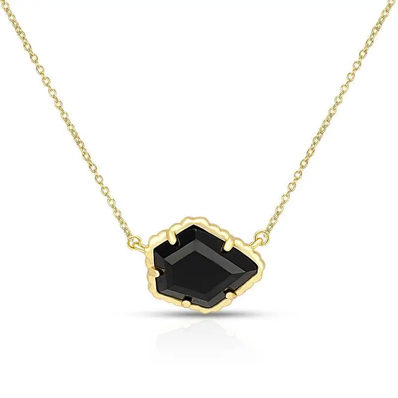 Tess Gold Pendant Necklace in Black Agate 1