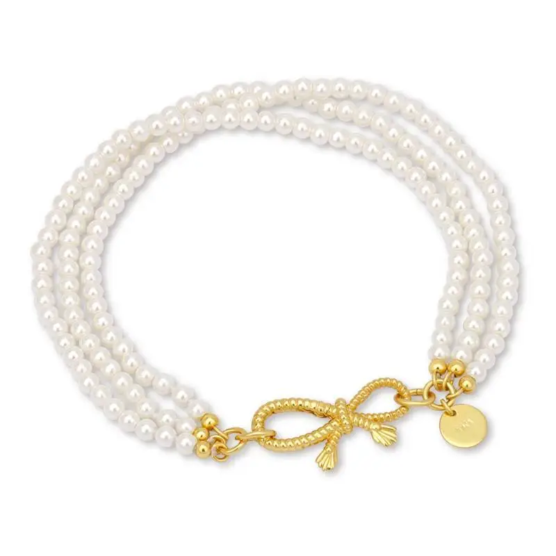 Multi Layer Pearl Bracelet Bow Tie Clasp 1