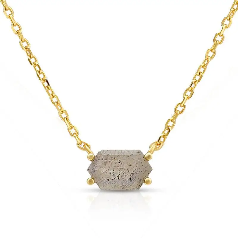 Hexagon Labradorite Necklace 1