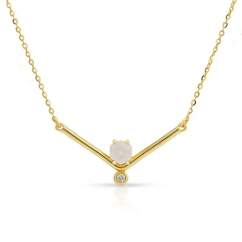 Hexagon Shape Moonstone Necklace 1