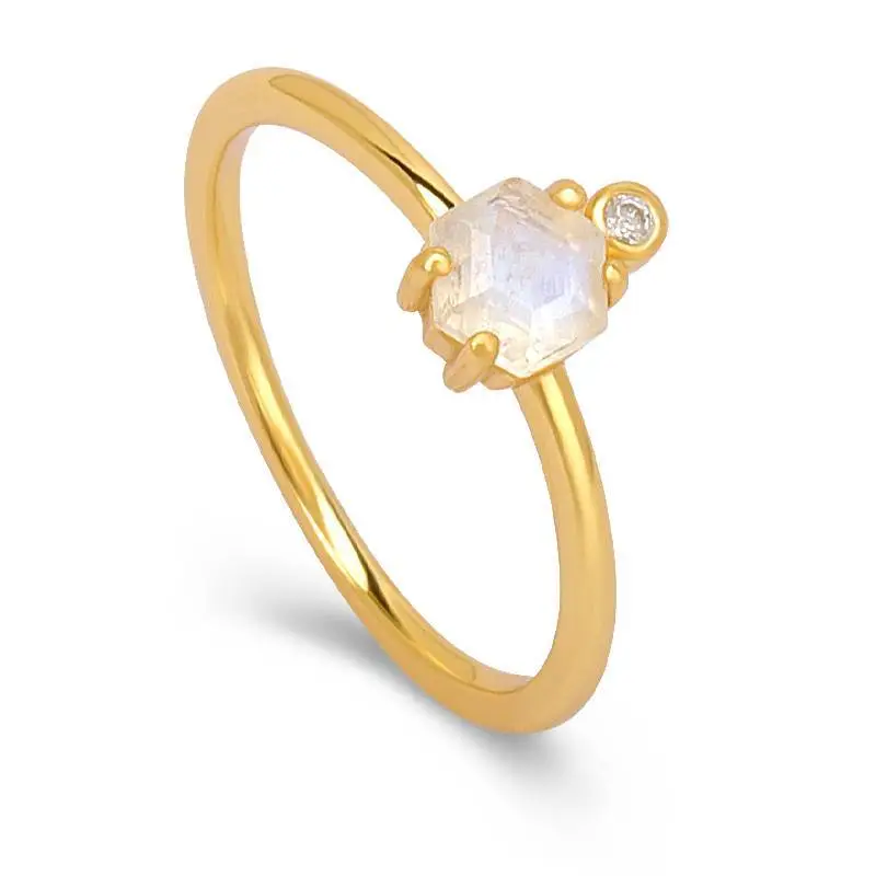 Hexagon Shape Moonstone Ring 1