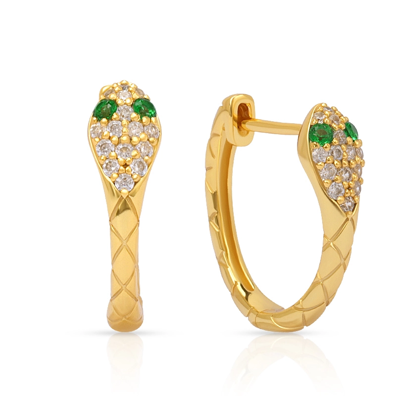 Green Eyes Snake Hoop Earring 1