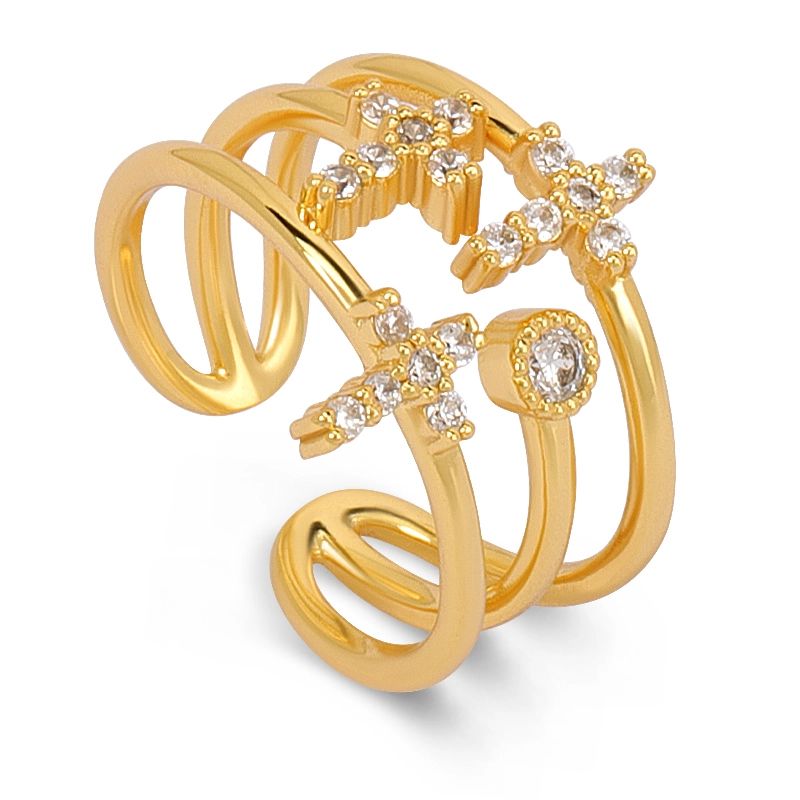 Cross Diamond Cuff Ring 1