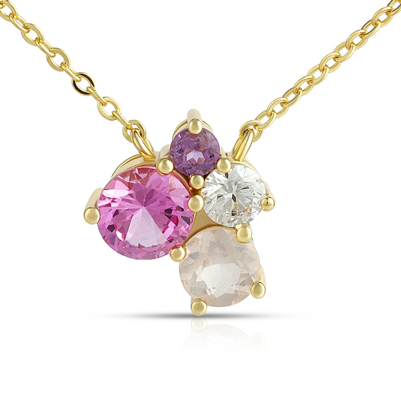 Pink Sapphire Butterfly Necklace Colorful Stone 1