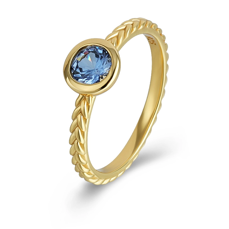 Round Sapphire Ring Rope Band 1