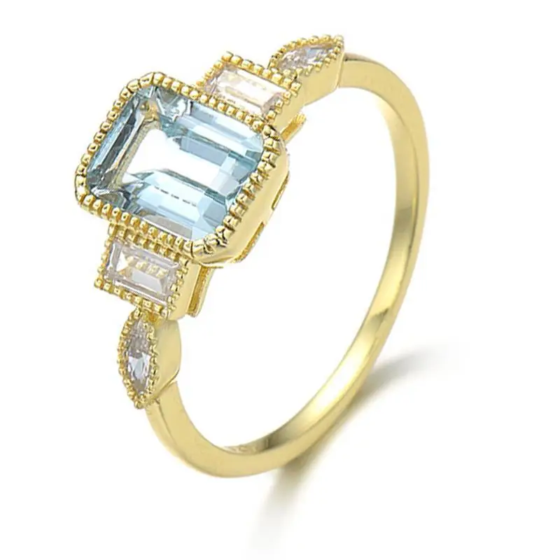 Octagon Sky Blue Topaz Ring 1