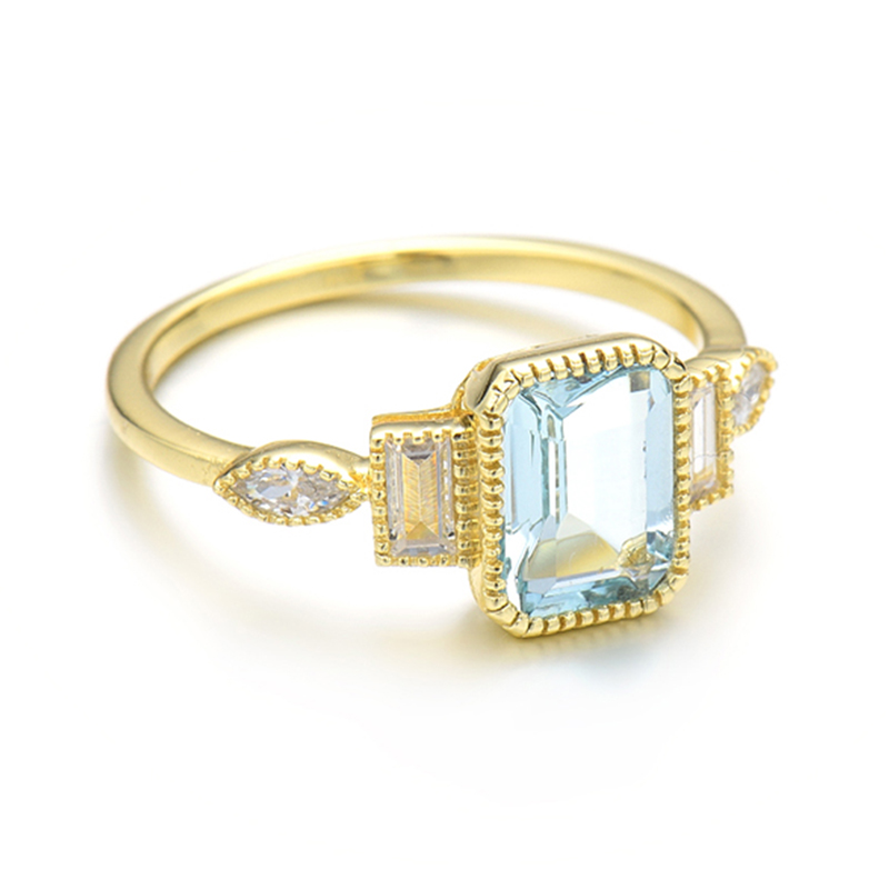 Octagon Sky Blue Topaz Ring 2