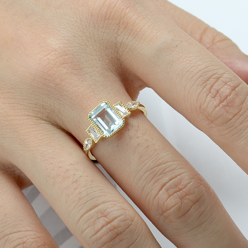 Octagon Sky Blue Topaz Ring 6