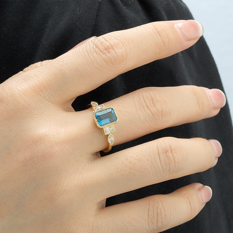 Octagon Sky Blue Topaz Ring 8
