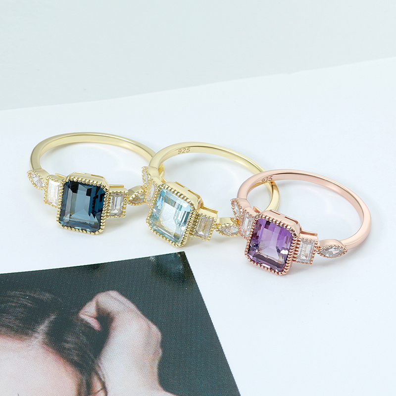 Octagon Sky Blue Topaz Ring 10