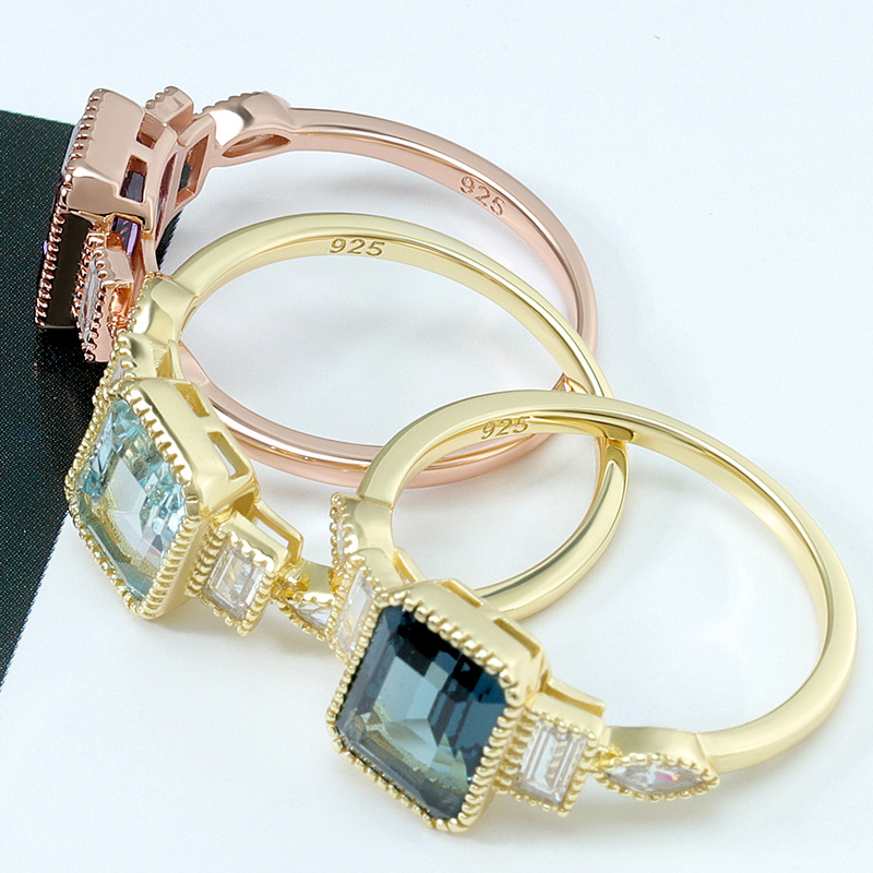 Octagon Sky Blue Topaz Ring 9