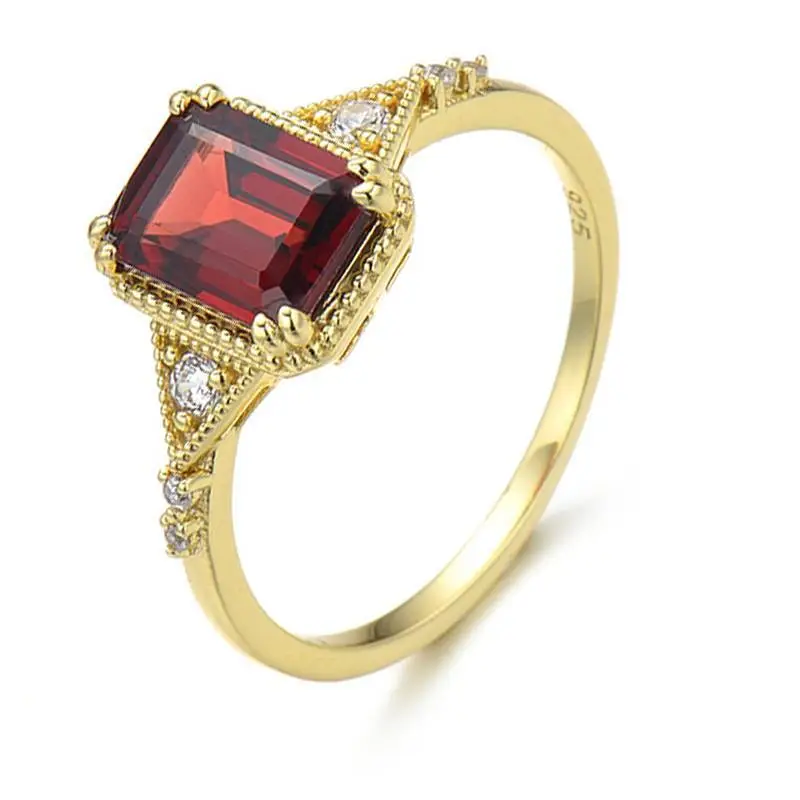 Octagon Garnet Engagement Ring 1