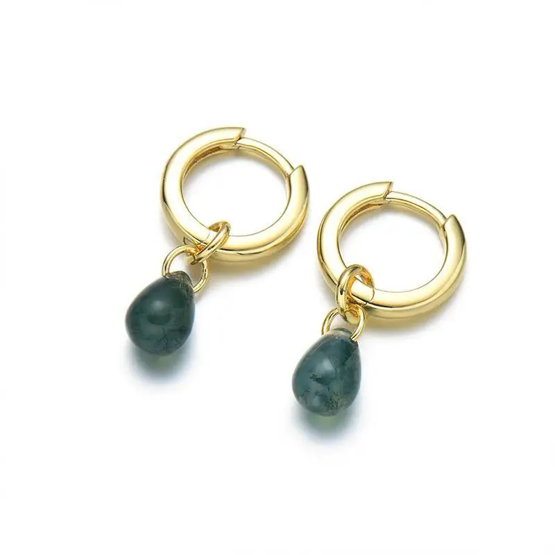 Retro Moss Agate Earring 1