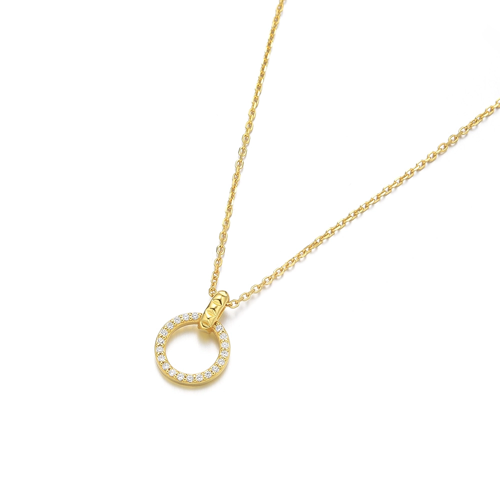 Zircon Circle Pendant Necklace 1
