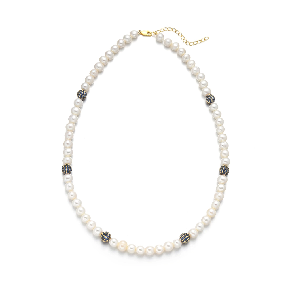 Ice Out Ball Freshwater Pearl Beaded Necklace 1