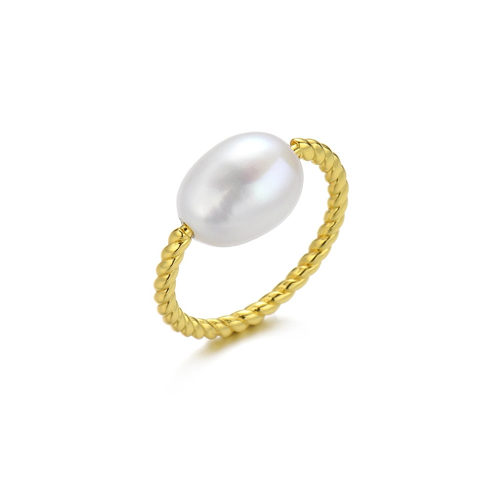 Baroque Pearl Ring Twisted Band 1