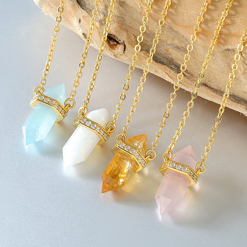 Hexagon Gem Rock Necklace 1