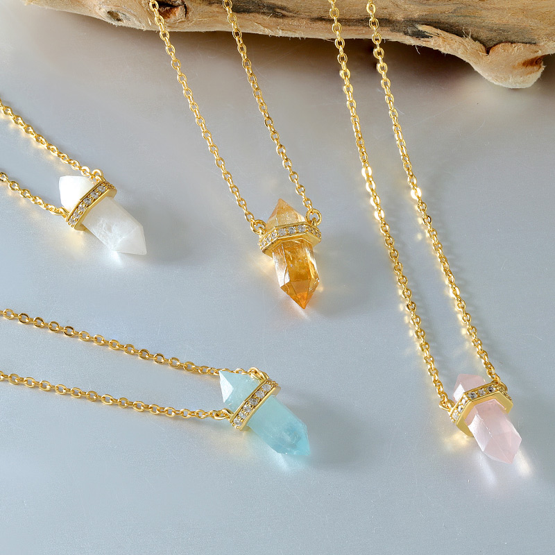 Hexagon Gem Rock Necklace 2