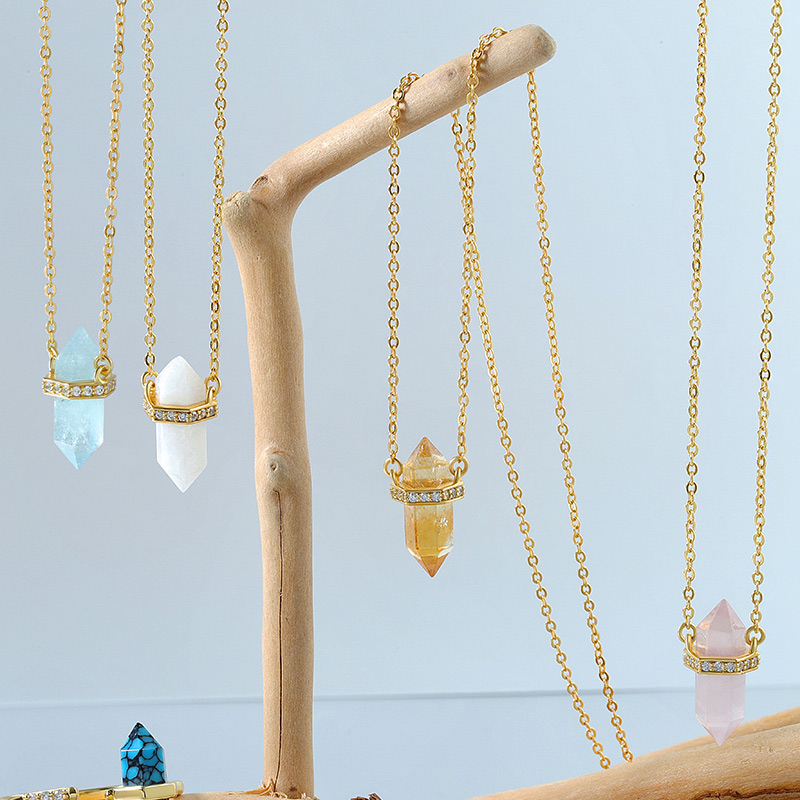 Hexagon Gem Rock Necklace 3