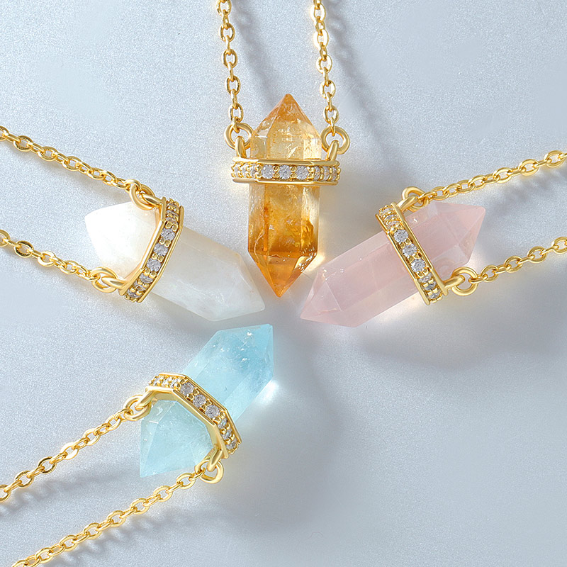 Hexagon Gem Rock Necklace 4