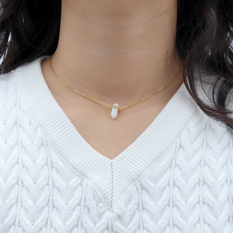 Hexagon Gem Rock Necklace 8