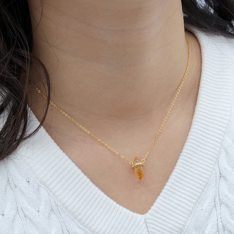 Hexagon Gem Rock Necklace 9