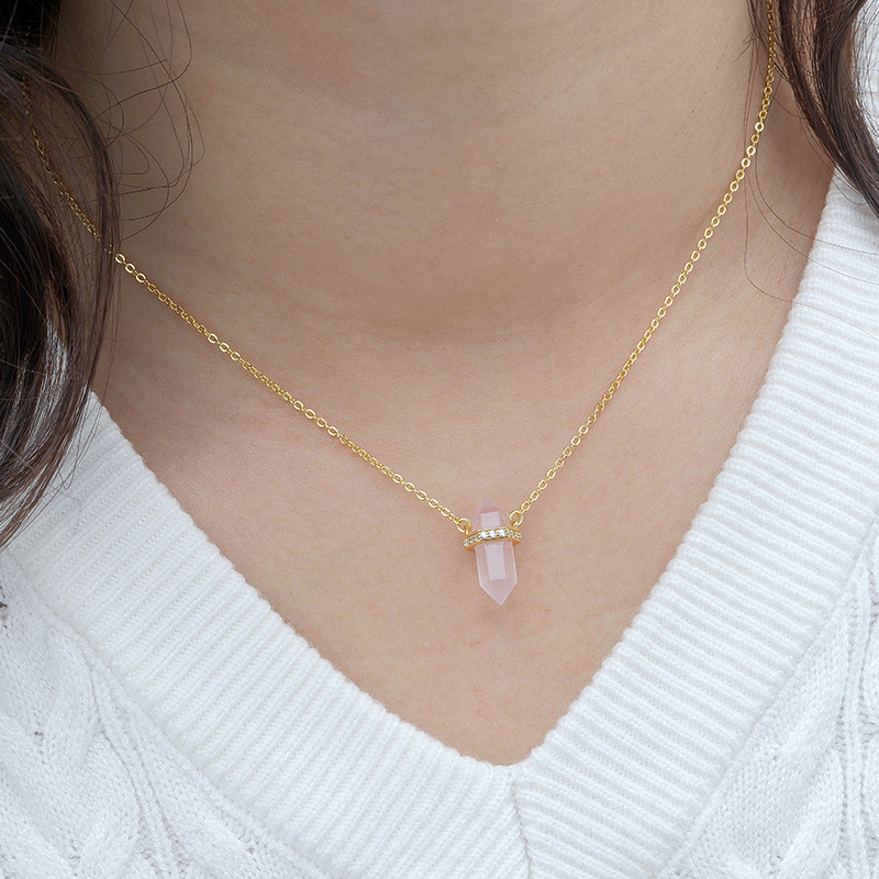 Hexagon Gem Rock Necklace 7