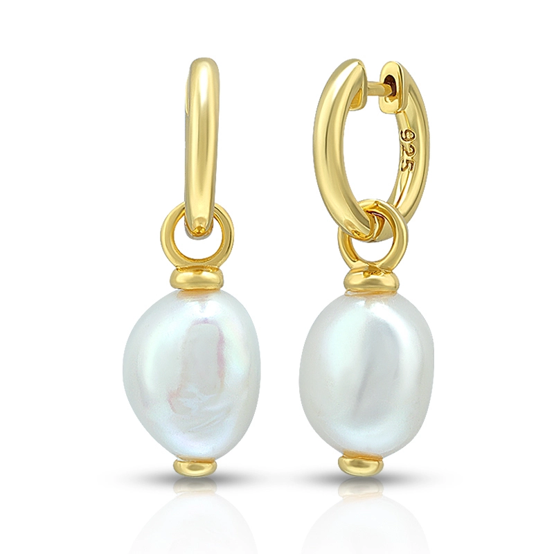 Baroque Pearl Hoop Earrings 1