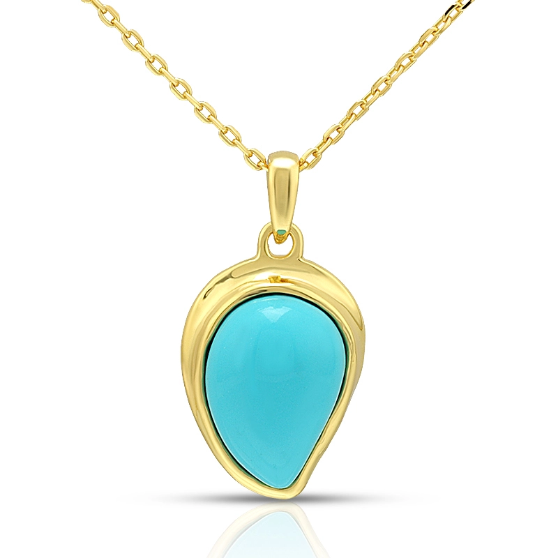 Geometric Lucky Magatama Synthetic Turquoise Pendant Necklace 1