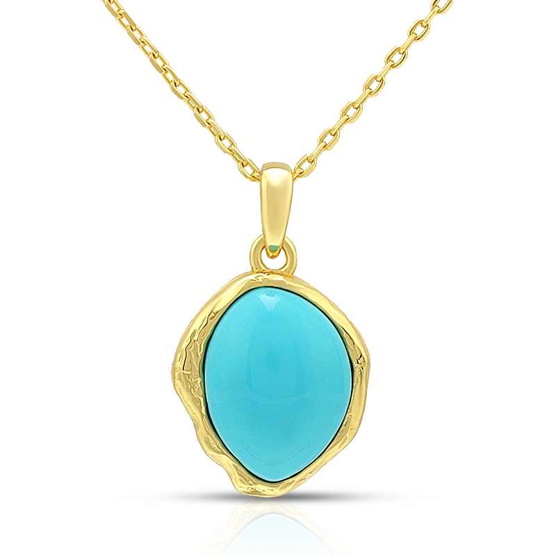 Geometric Synthetic Turquoise  Pendant Necklace 1